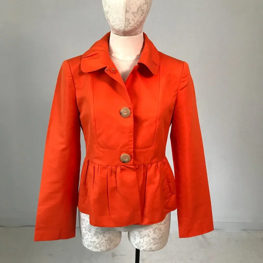 Magaschoni S Silk Cotton 365 Jacket Blazer Orange - Picture 10 of 13